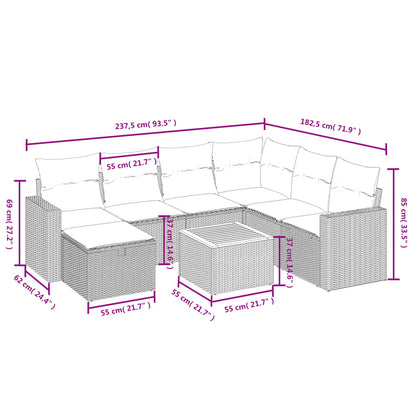 8-Delige Loungeset Met Kussens Poly Rattan Beige