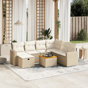 Loungeset 8-delig poly rattan beige