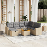 Loungeset 8-delig poly rattan gemengd beige