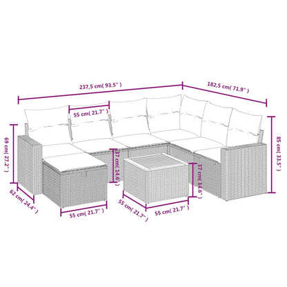8-Delige Loungeset Met Kussens Poly Rattan Grijs