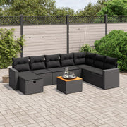 Loungeset 9-delig poly rattan zwart