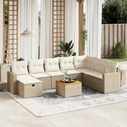 Loungeset 9-delig poly rattan beige