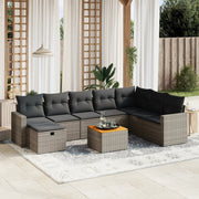 Loungeset 9-delig poly rattan grijs