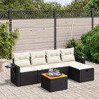 6-piece Lounge Set with cushions poly rattan black