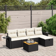Loungeset 6-delig poly rattan zwart