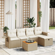 Loungeset 6-delig poly rattan beige