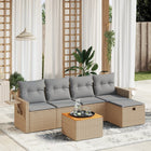 Loungeset 6-delig poly rattan gemengd beige