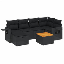 7-Delige Loungeset Met Kussens Poly Rattan Zwart