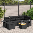 7-Delige Loungeset Met Kussens Poly Rattan Zwart