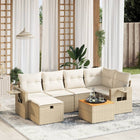 7-Delige Loungeset Met Kussens Poly Rattan Beige