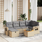 7-Delige Loungeset Met Kussens Poly Rattan Gemengd Beige