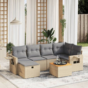 Loungeset 7-delig poly rattan gemengd beige
