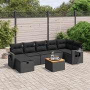 Loungeset 8-delig poly rattan zwart