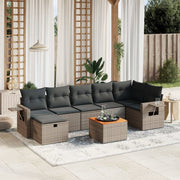 Loungeset 8-delig poly rattan grijs