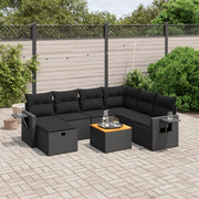 Loungeset 8-delig poly rattan zwart