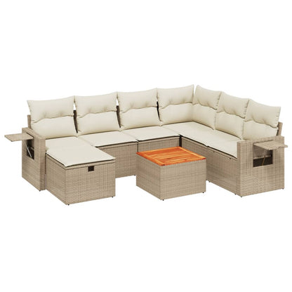 8-Delige Loungeset Met Kussens Poly Rattan Beige