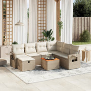 Loungeset 8-delig poly rattan beige