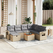Loungeset 8-delig poly rattan gemengd beige