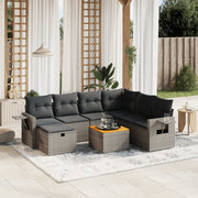 Loungeset 8-delig poly rattan grijs