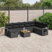 Loungeset 9-delig poly rattan zwart
