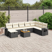 Loungeset 9-delig polyrattan zwart