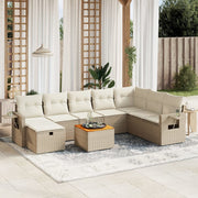 Loungeset 9-delig poly rattan beige