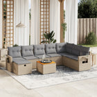 9-Delige Loungeset Met Kussens Poly Rattan Gemengd Beige