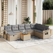 Loungeset 9-delig poly rattan gemengd beige