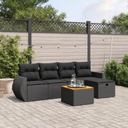 Loungeset 6-delig poly rattan zwart