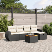 Loungeset 6-delig poly rattan zwart