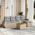 Loungeset 6-delig poly rattan gemengd beige
