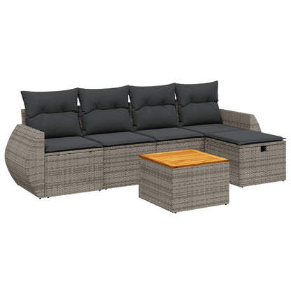 6-Delige Loungeset Met Kussens Poly Rattan Grijs