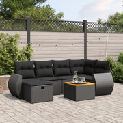 Loungeset 7-delig poly rattan zwart