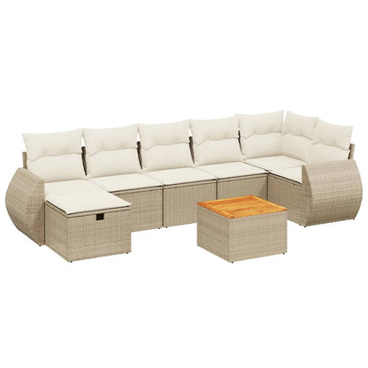 8-Delige Loungeset Met Kussens Poly Rattan Beige