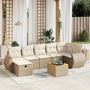 Loungeset 8-delig poly rattan beige