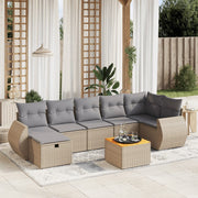 Loungeset 8-delig poly rattan gemengd beige