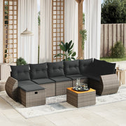 Loungeset 8-delig poly rattan grijs