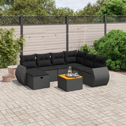 Loungeset 8-delig poly rattan zwart
