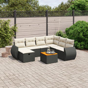 Loungeset 8-delig poly rattan zwart