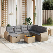 Loungeset 8-delig poly rattan gemengd beige