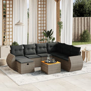 Loungeset 8-delig poly rattan grijs