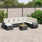 9-Delige Loungeset Met Kussens Poly Rattan Zwart