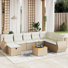 9-Delige Loungeset Met Kussens Poly Rattan Beige