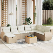 Loungeset 9-delig poly rattan beige