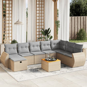Loungeset 9-delig poly rattan gemengd beige