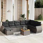 9-Delige Loungeset Met Kussens Poly Rattan Grijs