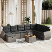 Loungeset 9-delig poly rattan grijs