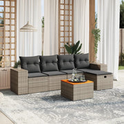 Loungeset 6-delig poly rattan grijs