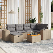 Loungeset 7-delig poly rattan gemengd beige