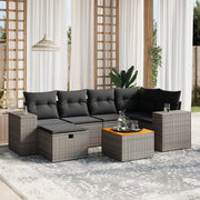 Loungeset 7-delig poly rattan grijs